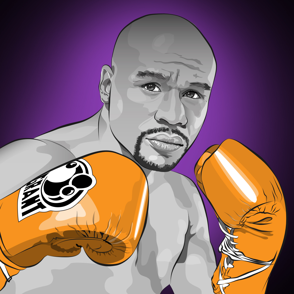 Floyd Mayweather portrait illustration created by AYA Sweden